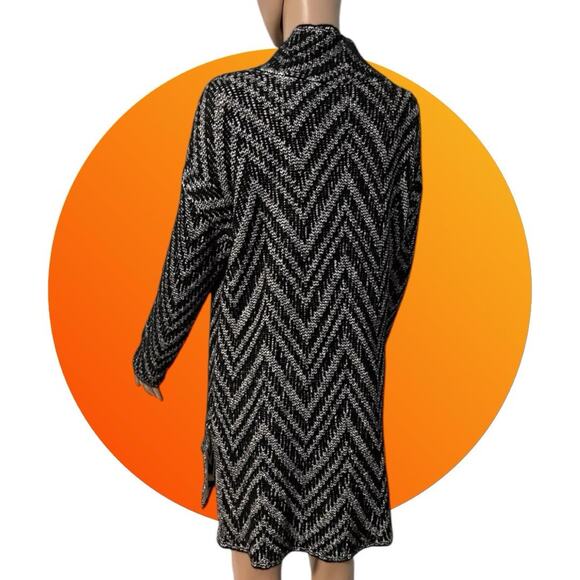 Eileen Fisher Scrunch Neck Tunic Top Sweater Dress Black Ivory Chevron XL NWT - Picture 7 of 9